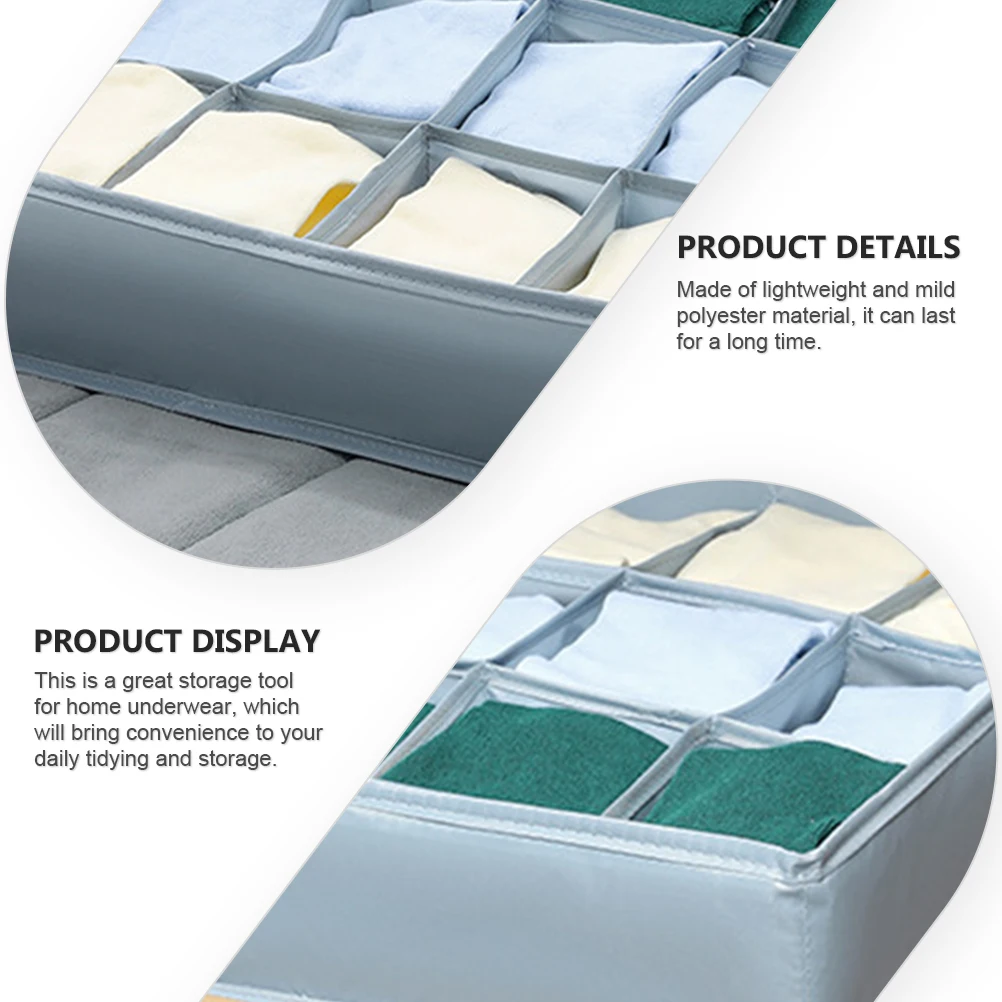 

12 Cells Underwear Storage Box Foldable ganizer Sock Container Polyester Material Closet Storage Solution