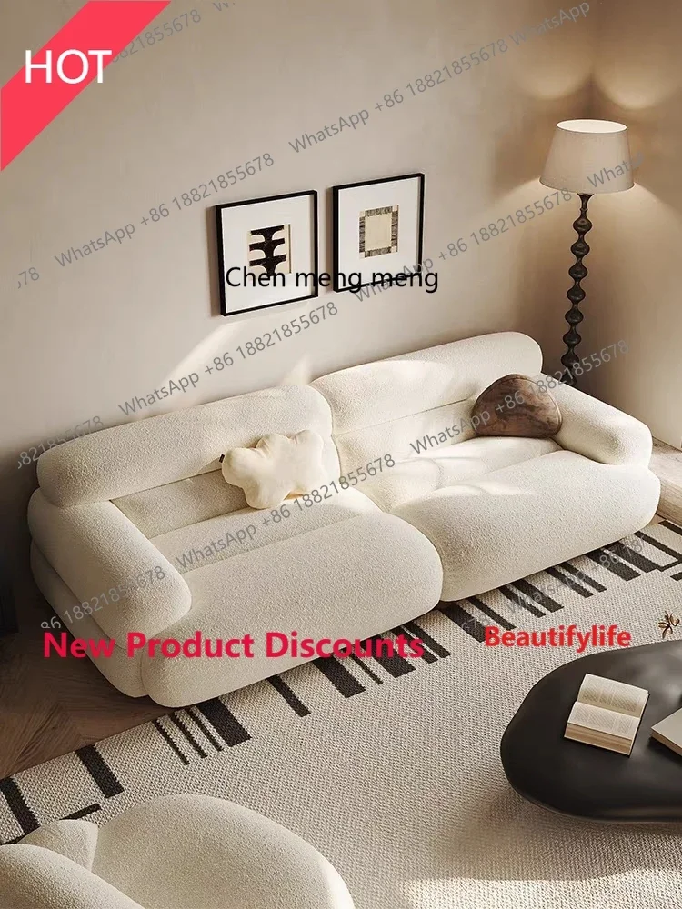 

P32 Fabric curved sofa, light luxury small apartment living room beauty salon simple retro sofa