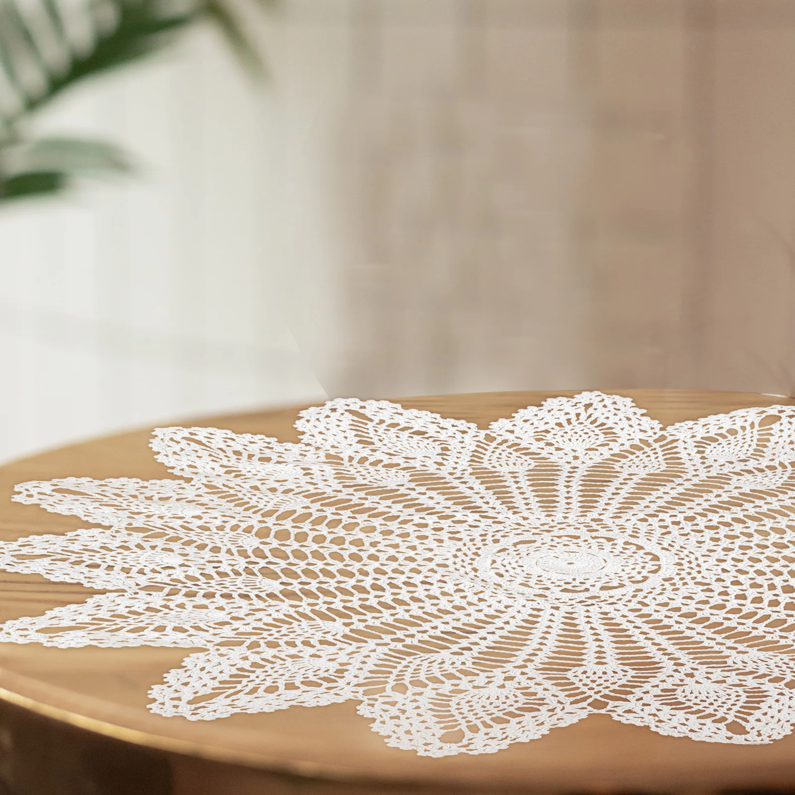 

Crochet Tablecloth Hollow Cover Cotton Decorative Retro H made Washable Portable Storage Beautiful Dining Home Outdoor