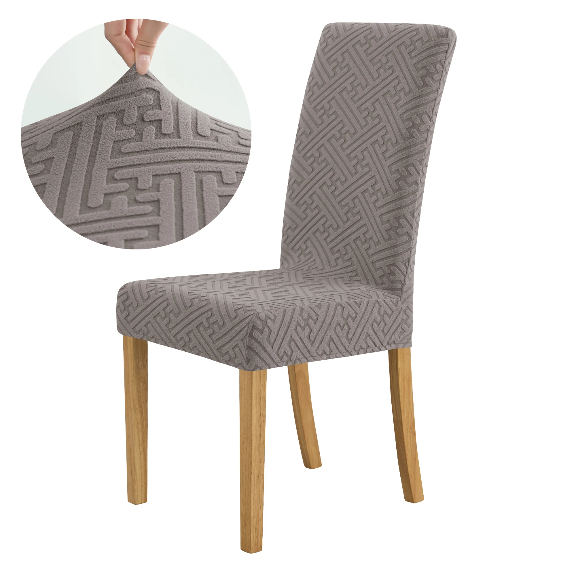 Elastic Jacquard Chair Cover For Dining Room Thick Dustproof Chair Cover Slipcover For Dining Kitchen Hotel Wedding Banquet