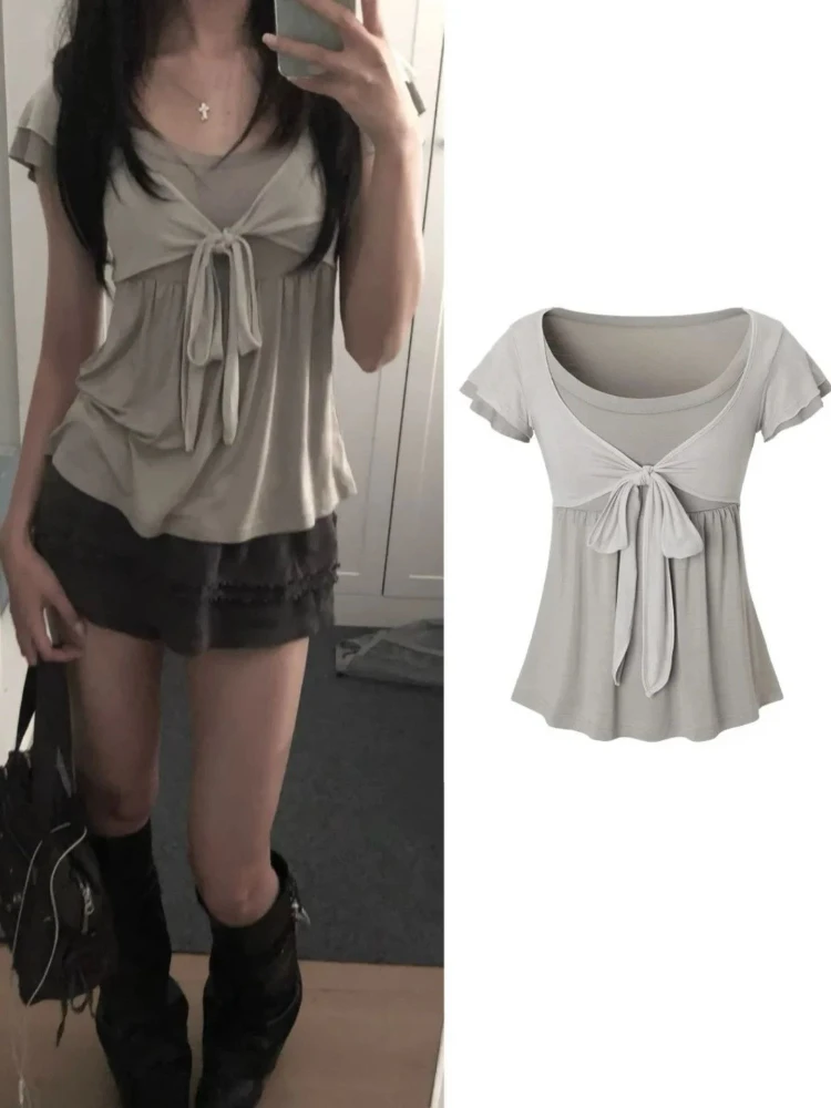 Sexy Hollow Out Design Long Sleeve T Shirts Women Vintage Fashion Halter Y2k Slim Solid Tops Harajuku Chic Casual Elegant Shirt