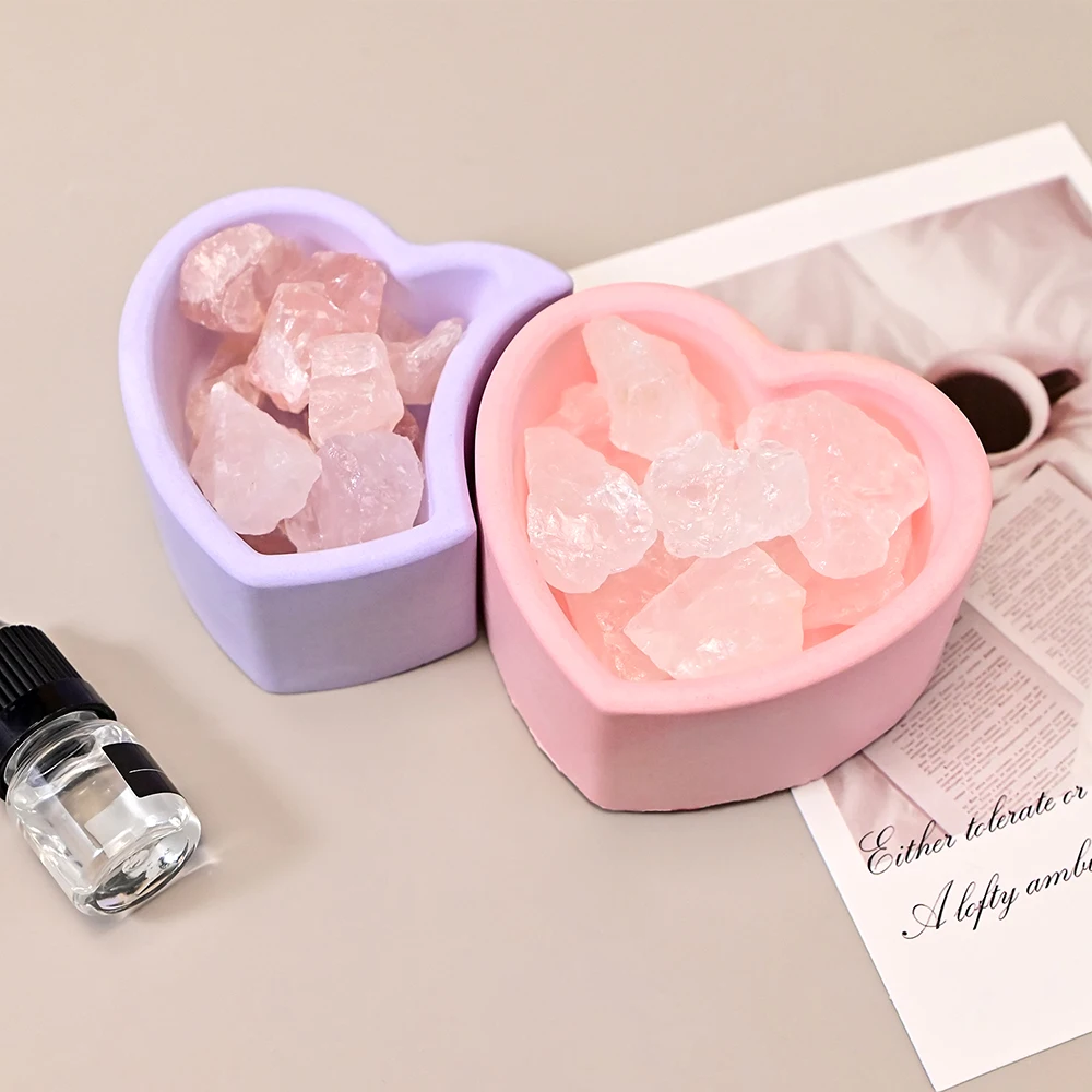 S0213 Heart Shape Silicone Jar Molds Epoxy Resin Storage Box Plaster Candle Holder Moldes Para Yeso DIY Container Pot Moule