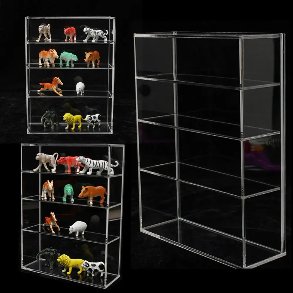 Four Layers Acrylic Display Case Countertop Box Organizer Dustproof Action Figures Toy Perfume Bottle Storage Rack Showing Shelf