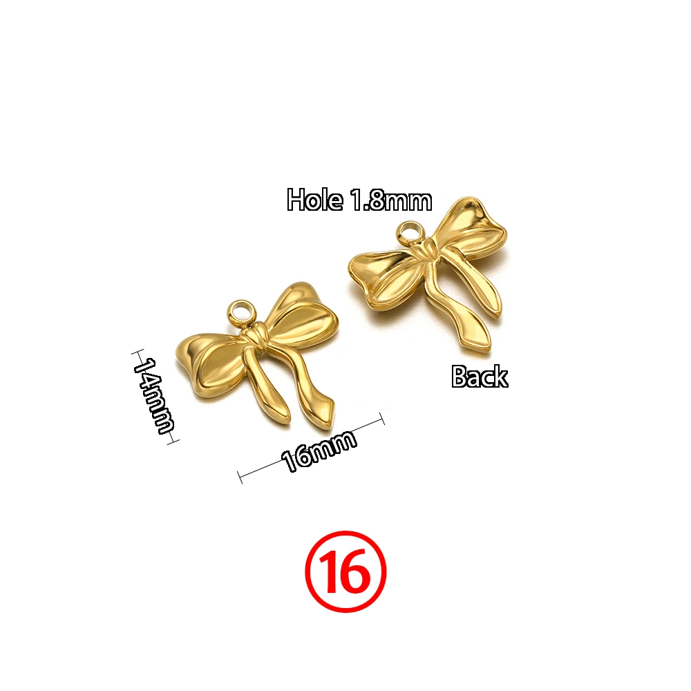 5 Stück Edelstahl-Schleifenanhänger, niedliche Mode-Sommer-Serie, schlichter Stil, Anhänger für Halsketten, Ohrringe, handgemachter DIY-Schmuck – Detail 18