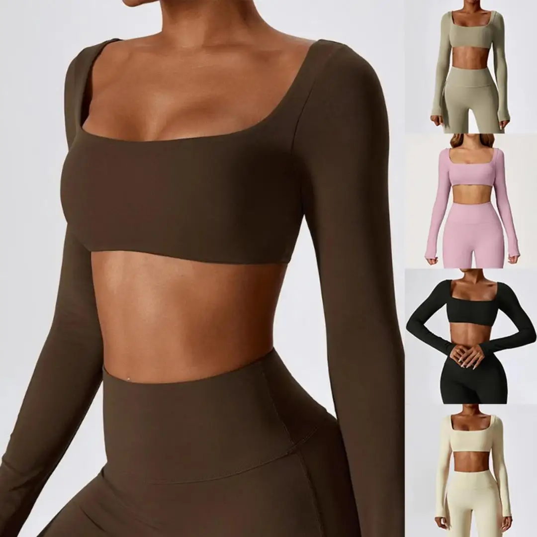 A New Summer Sports Women Outdoor Running Gym Fitness Wear T-shirt Long sleeved Yoga Shirt Gym Push Up Workout Single Piece Top