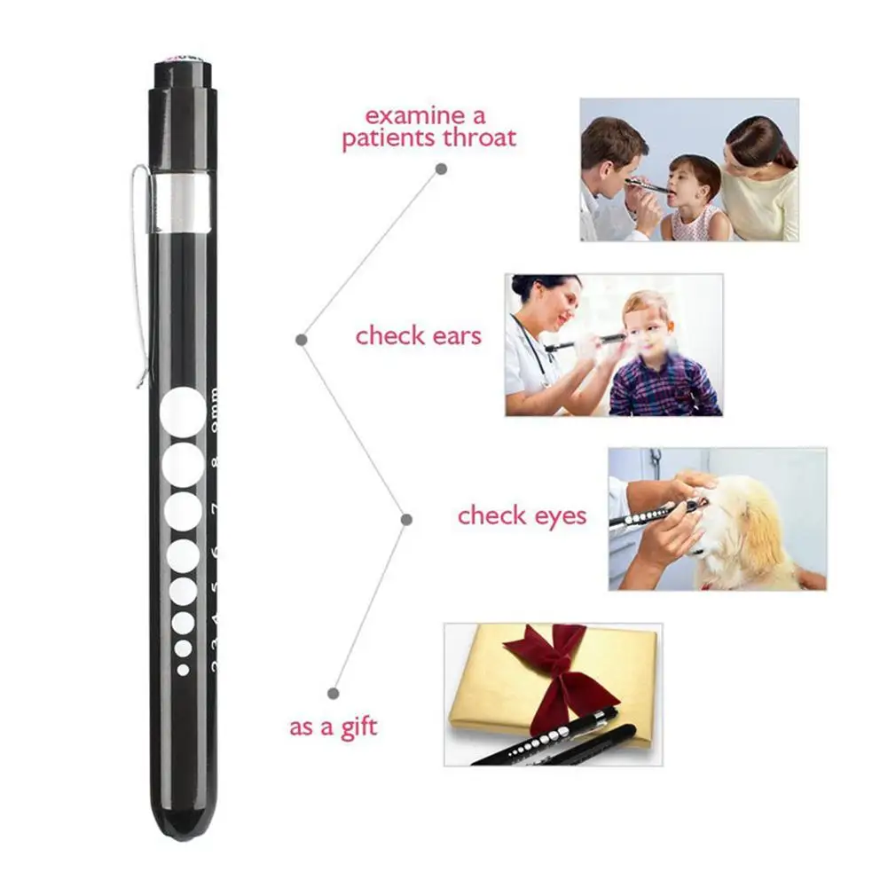 Alumínio Alloy Scale Pen Light, exame oral do aluno, lâmpada, lanterna enfermeira