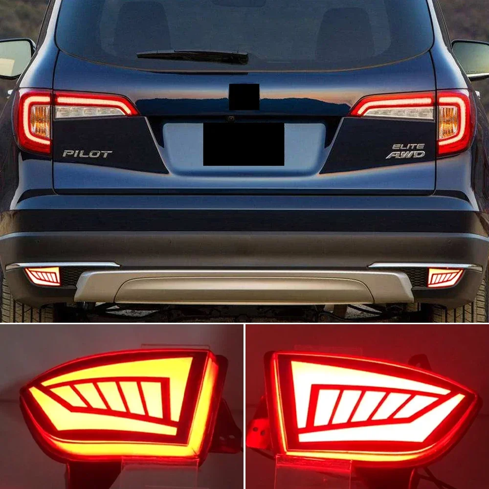 

New！ 2PCS Auto LED Rear Bumper Reflector Light turn signal For Honda Pilot 2019 2020 2021 Brake Lights rear lamp