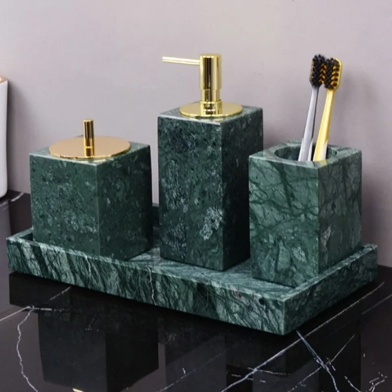 

Скандинавский зеленый мраморный поднос, аксессуары для ванной комнаты, бутылка для лосьона, коробка для ватных тампонов, мыльница, пресс, дозатор мыла, аксессуары для ванной комнаты