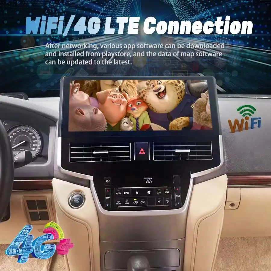Para Toyota Land Cruiser 200 Radio de coche Android 13 Multimedia pantalla de 15 pulgadas LC200 2016 - 2019 navegación GPS reproductor CarPlay 128GB