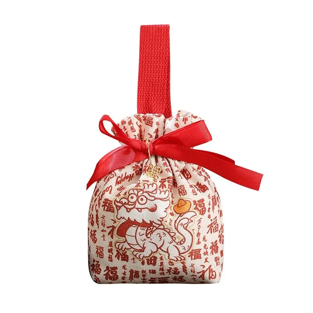 

Bowknot Red Handbag New Year Drawstring Bag Korean Style Large Capacity Festive Sugar Bag Bucket Bag Wedding Candy Bag