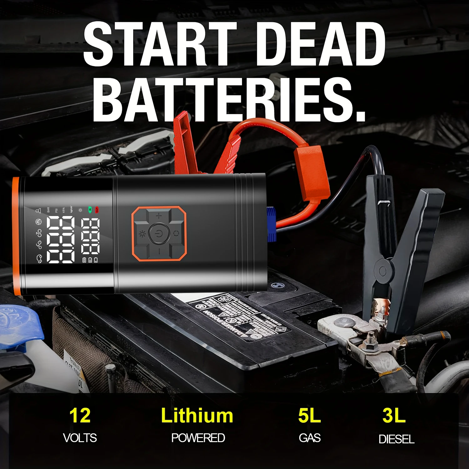 Pompa Ban Portabel Digital, Kompresor Udara Isi Ulang USB untuk Ban Mobil, Sepeda, Motor, Bola, Mainan Tiup