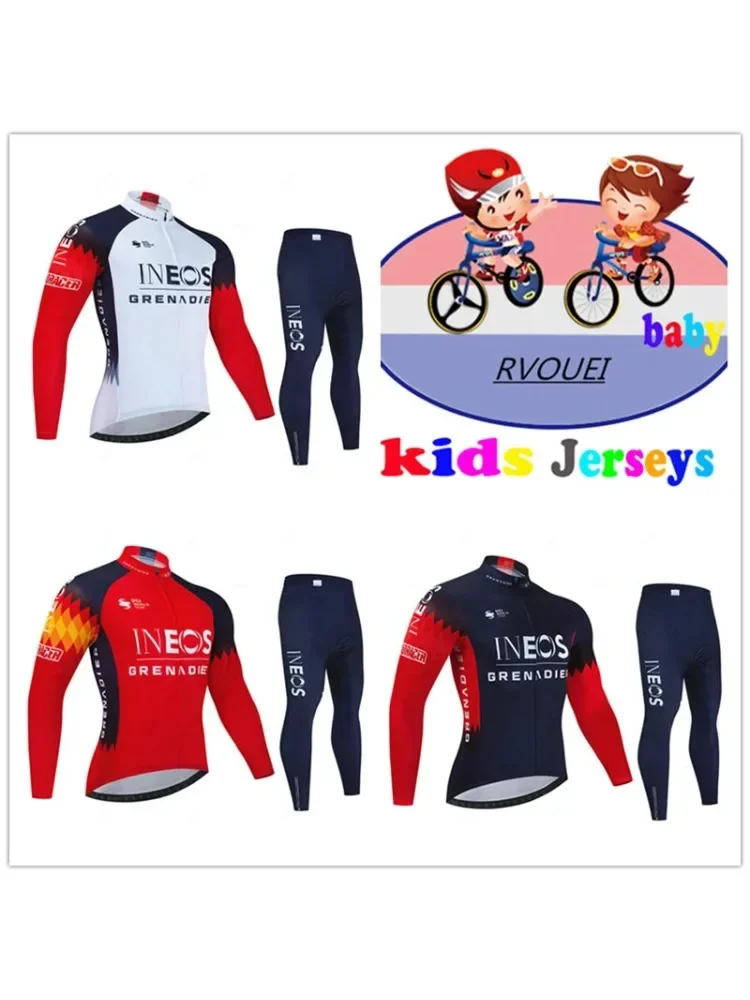 AliExpress NONE Ineos Team Cycling Clothing Breathable Children Long Sleeve Jersey Set Breathable Sportswear Kids Bicycle Bike Maillot Ciclismo