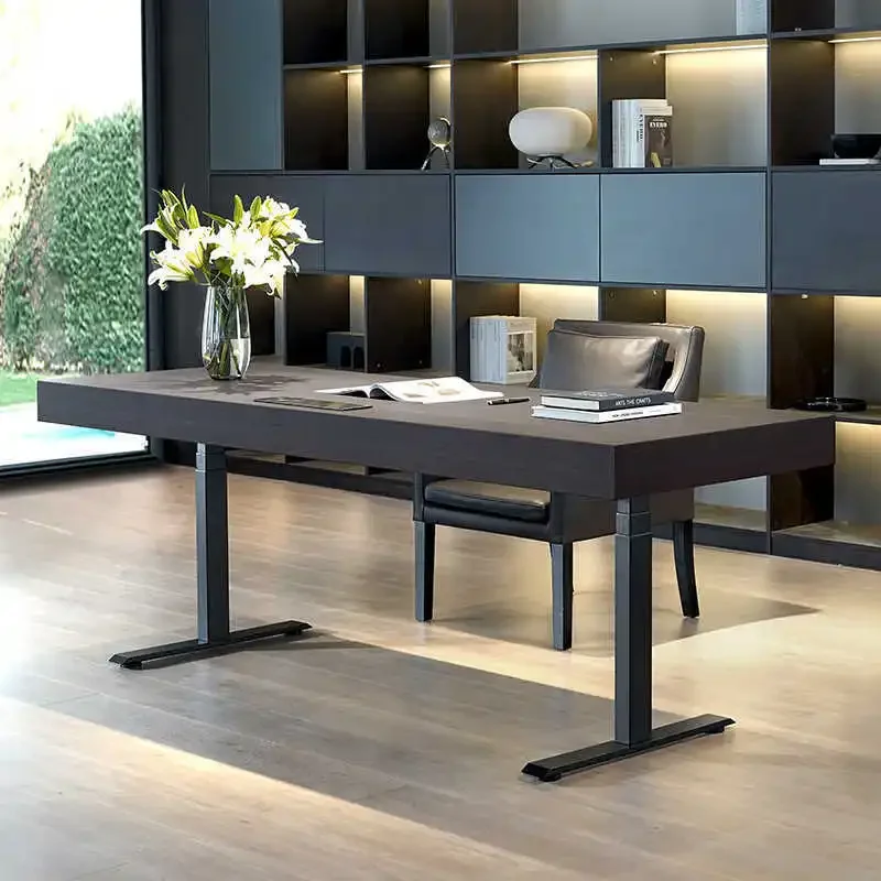 Italian simple solid wood computer desk lightweight luxury size layout family study adjustable multi-function computer desk