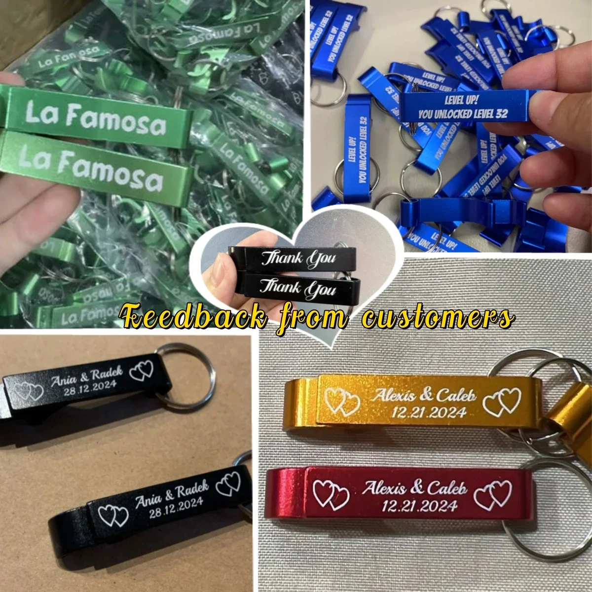 30-180Set Customizable Bottle Openers Thank You Wedding Favors for Guest Beer Opener Keychain for Birthday Baby Shower Souvenirs