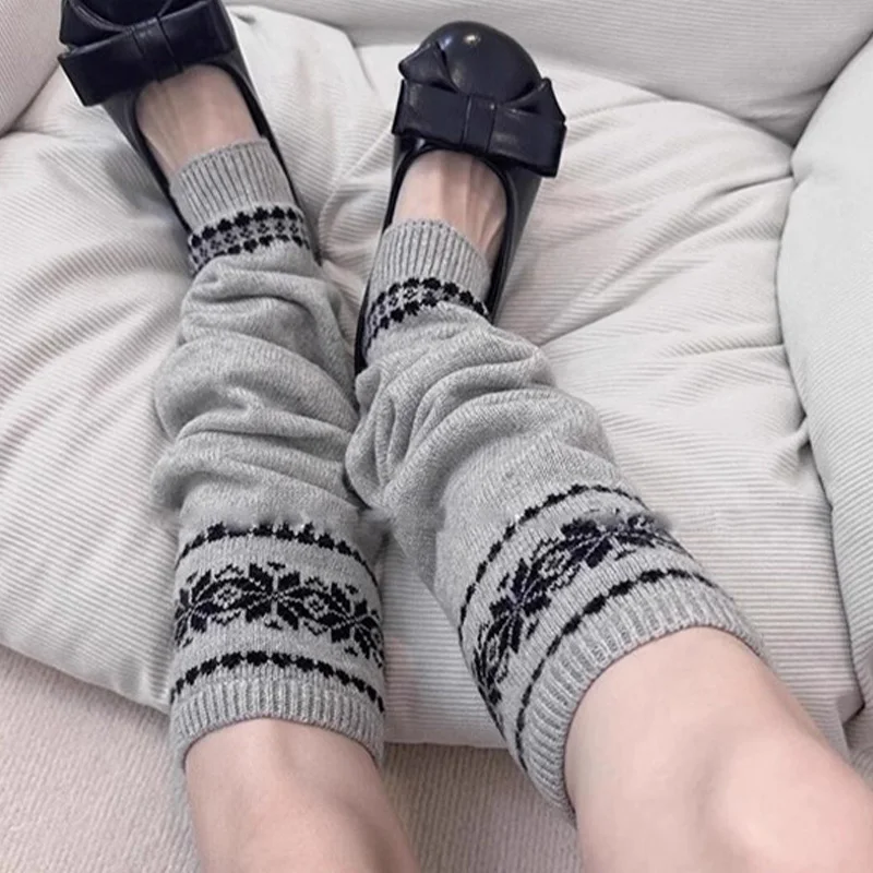 1/2/3 أزواج الشتاء عادية الدافئة تدفئة الساق محبوك لينة JK لوليتا التمهيد يغطي ندفة الثلج معرض جزيرة مكدسة جورب 40 سنتيمتر طويلة غطاء للقدم #4