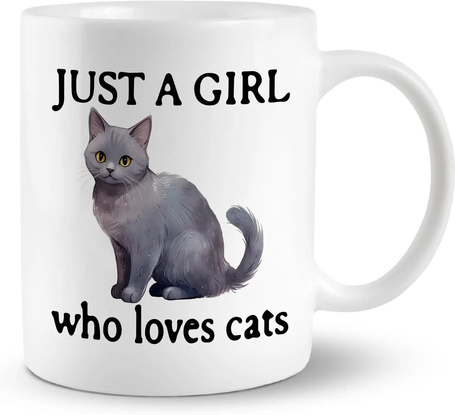 Mugs for Lovers Cat Gifts for Women, Coffee Mug Mom Lady  Just a Girl Who Loves Cats Ceramic cup