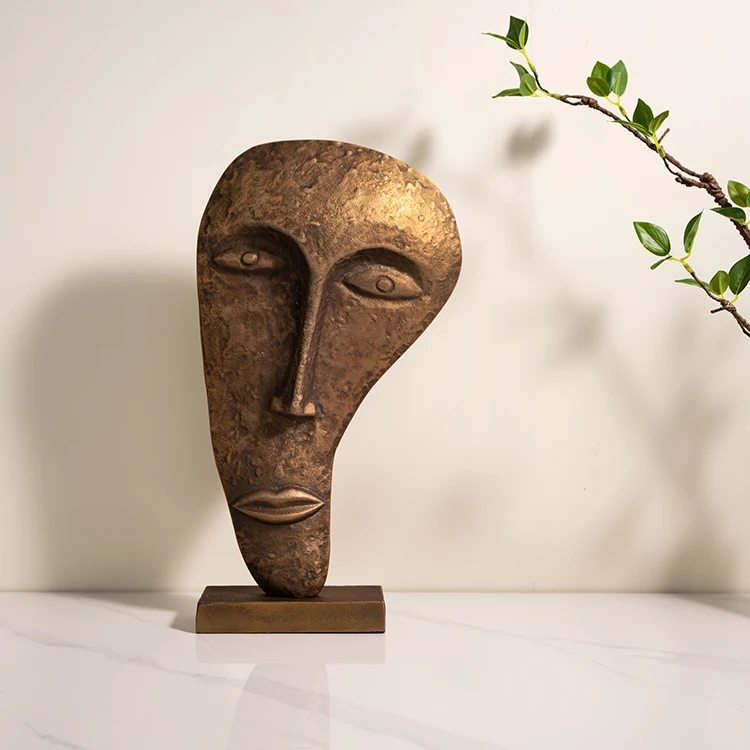 Modern Simplicity Desktop Decoration Resin Ornament Yellow Ancient Civilization Mask Ornaments