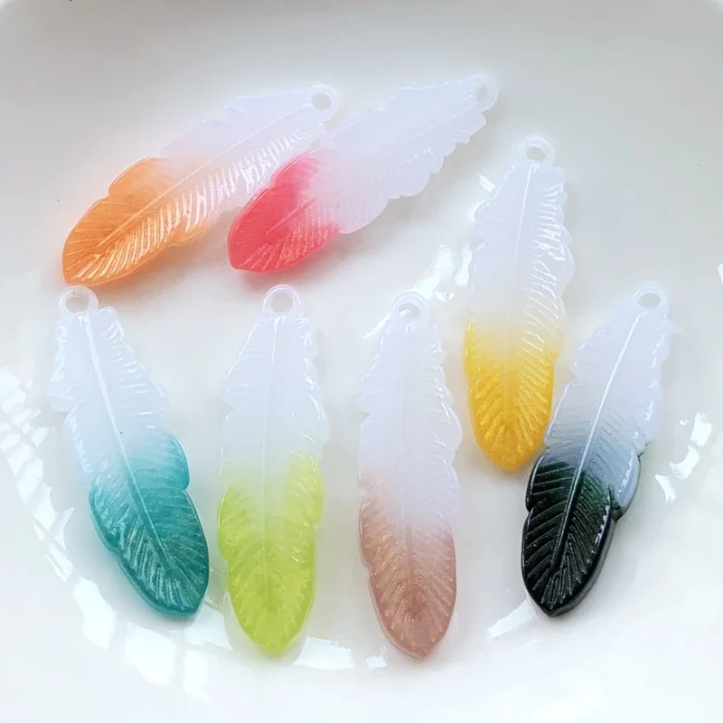 31mmX11mm irregular edge color feathered resin flat back DIY Native earrings decorative accessories  A single pendant 20pcs/lot