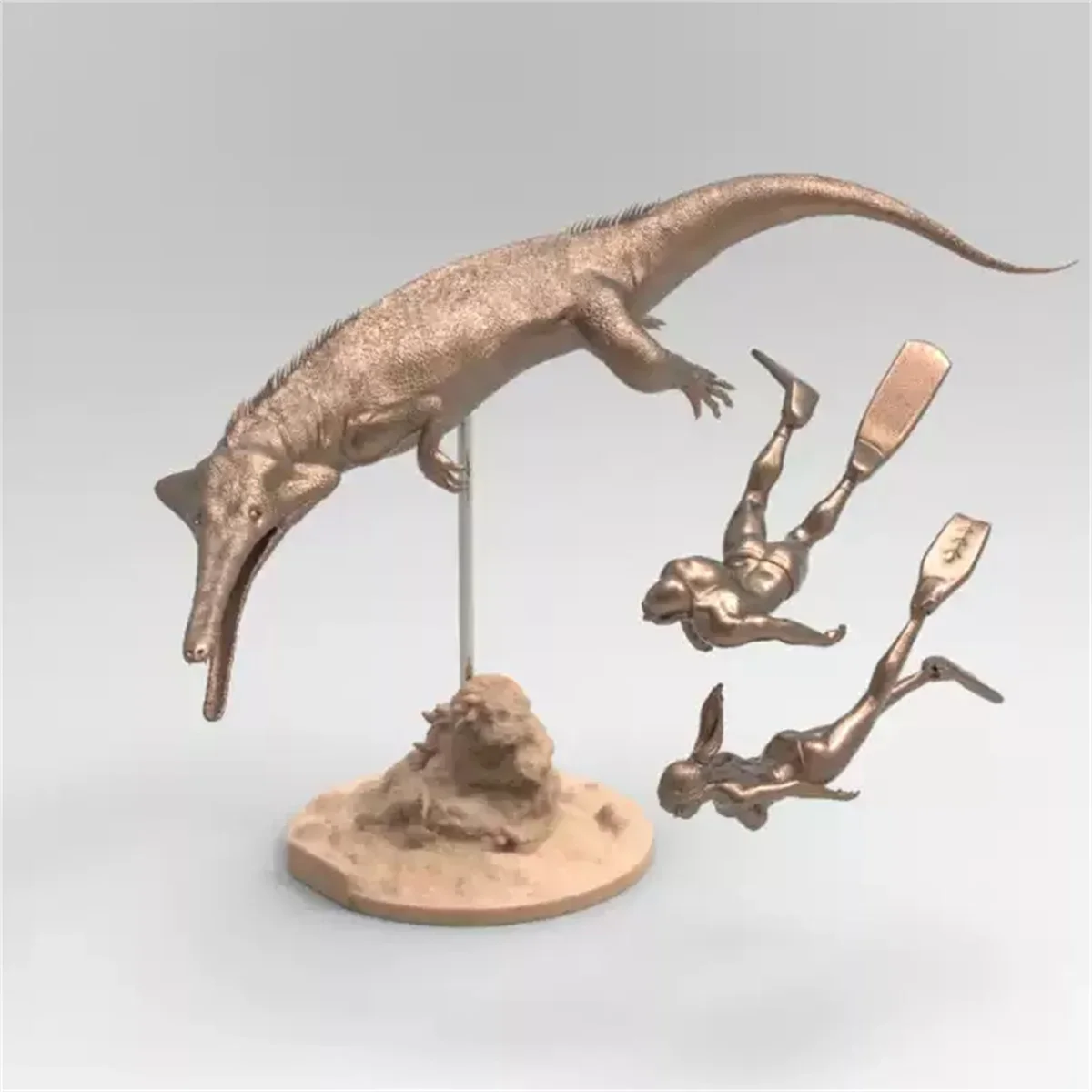 

Rheic 1/35 Champsosaurs Model Champsosauridae Animal Educational for Children Adult Collector Toy Decoration Gift