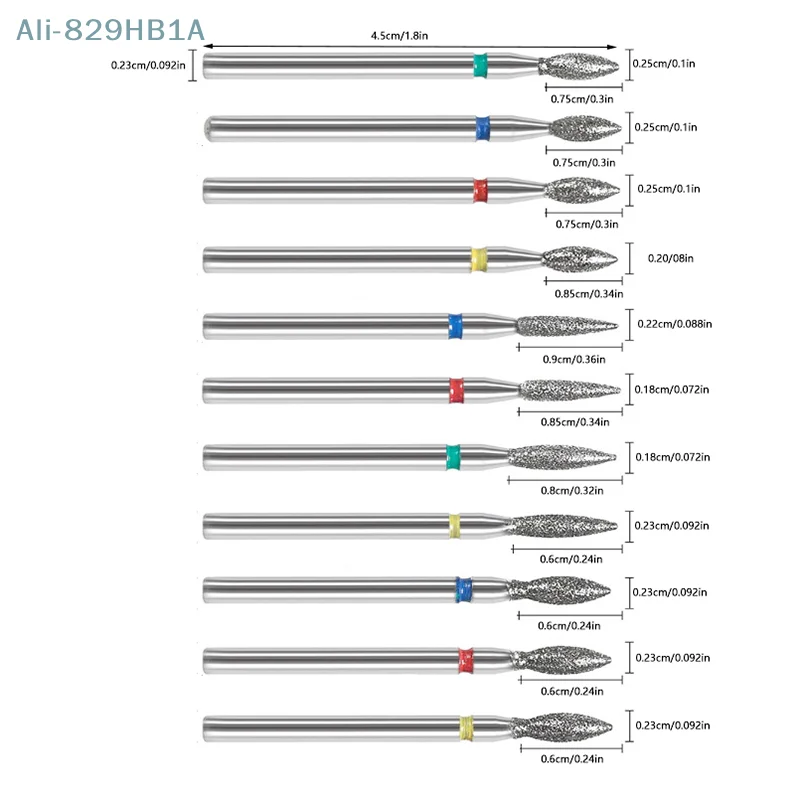 11Pcs Diamond Nail Drill Bits Milling Cutter For Manicure Left Right Rotary Cuticle Files Buffer DIY Nails Accessories Tools