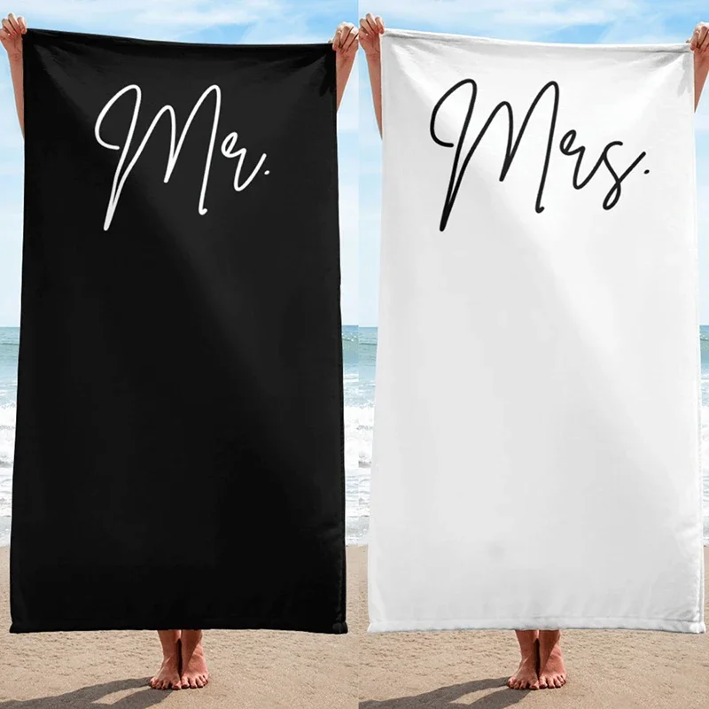 Mr Mrs bride groom Couples Newlywed Just Married Beach Towel Wedding Honeymoon Bachelorette Party Bridal Shower Anniversary Gift