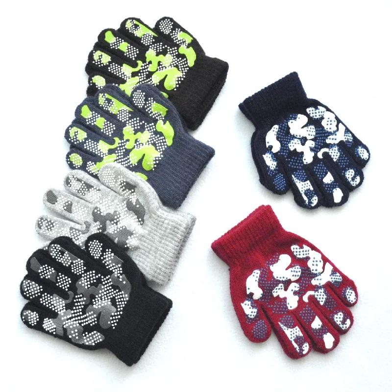 3-6Y Children's Gloves Knitted Winter Warm Anti-Slip For Boys Girls Student Full Finger Mittens Outdoor Cycling Skiing Gloves