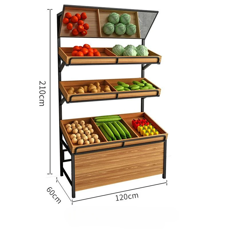 Fruit Racks Against The Wall with Big Capacity Vegetable Fruit Shelf Rack Supermarket Display Shelves