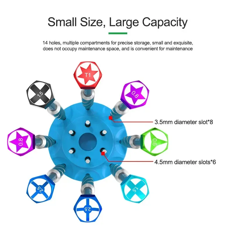 RELIFE RL-078A Screwdriver Rotating Storage Box for Mobile Phone Repair Multiple Holes Soldering Iron Tips Storage Holder