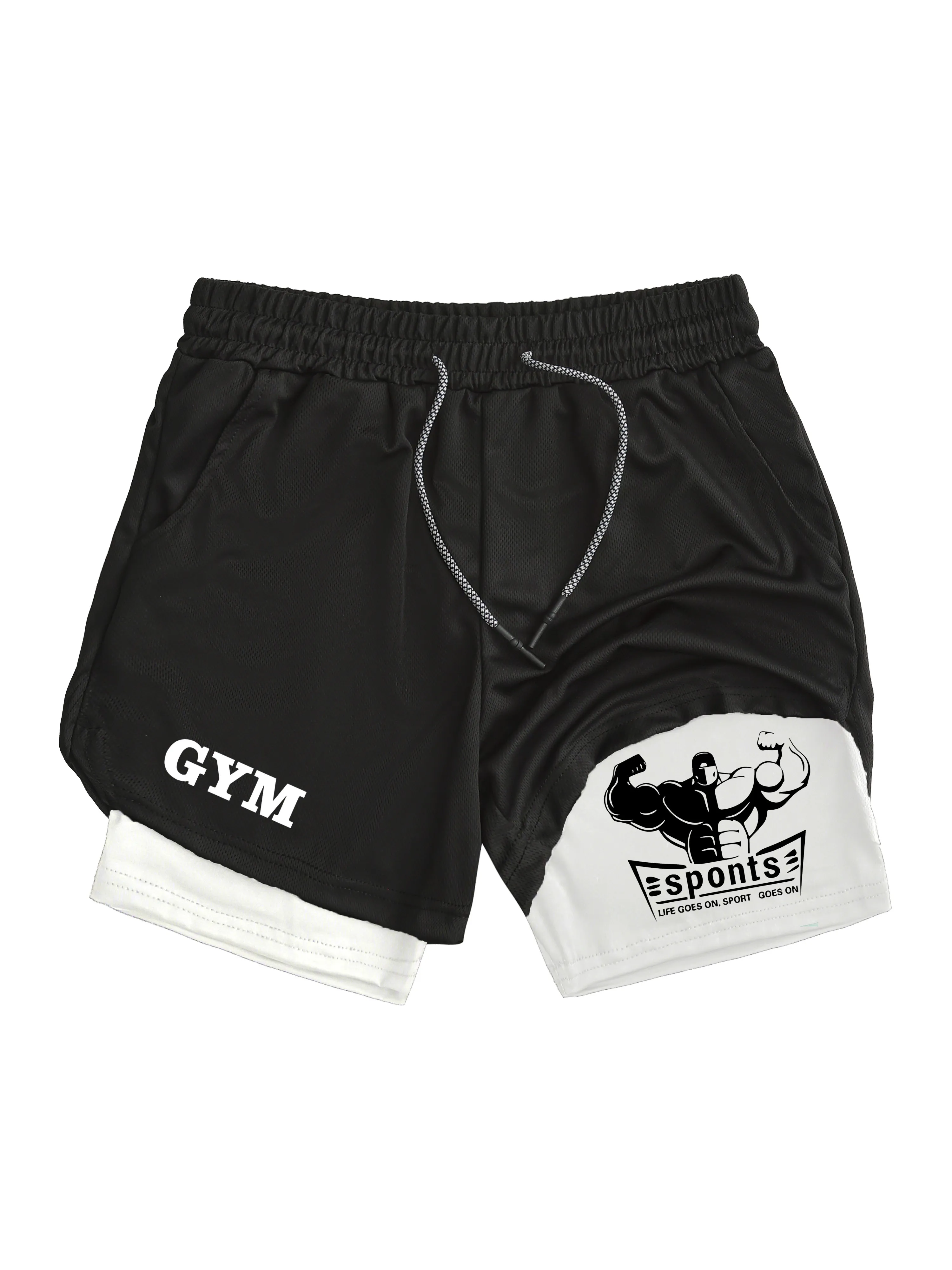 

Летние мужские шорты для спортзала с принтом 2-в-1, быстросохнущие, дышащие и влагоотводящие — незаменимая вещь для фитнеса и тренировок.