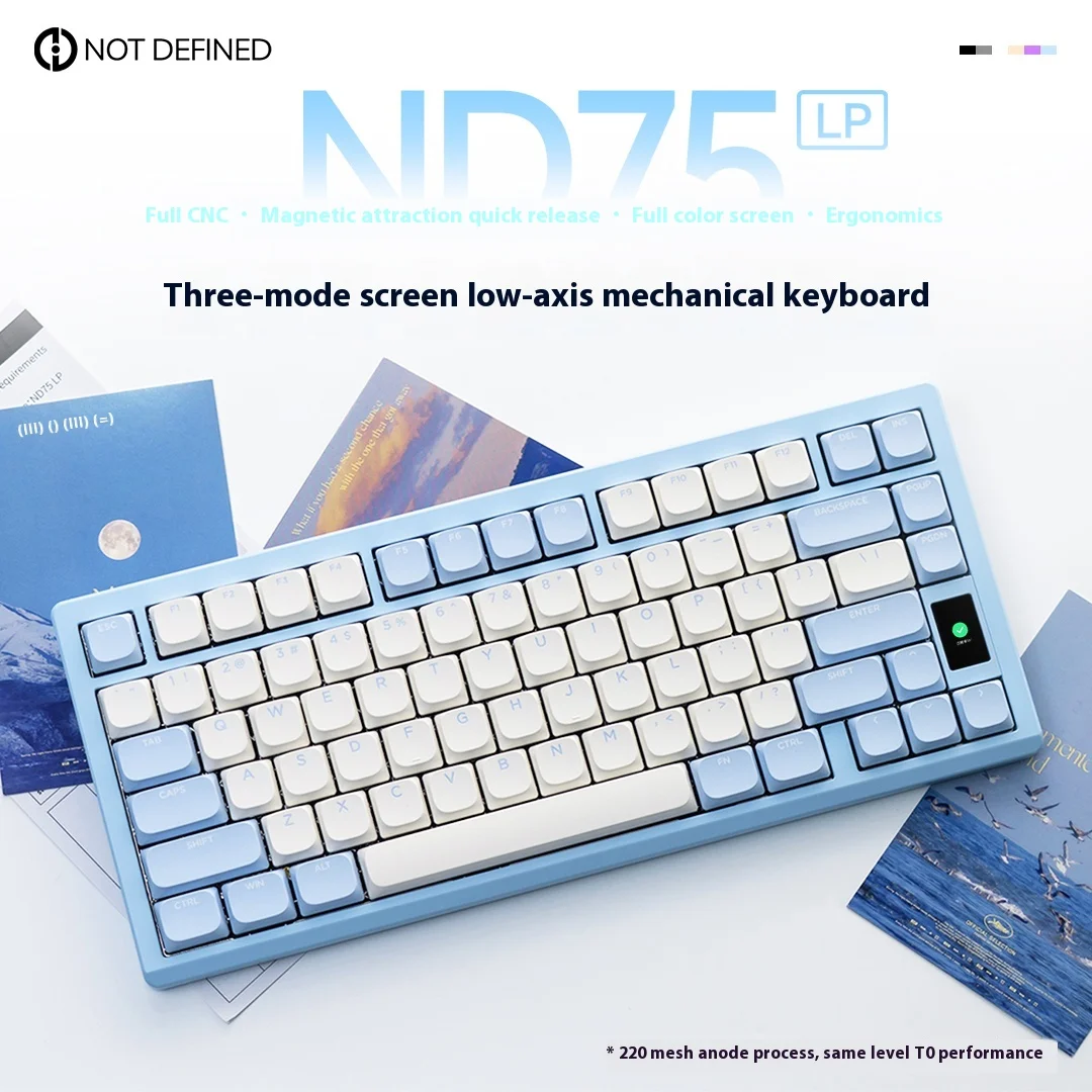 Not Defined ND75LP Short Switch Mechanical Keyboard 3-Mode CNC Aluminum Alloy RGB Ultra Thin Custom Office Keyboard with Screen