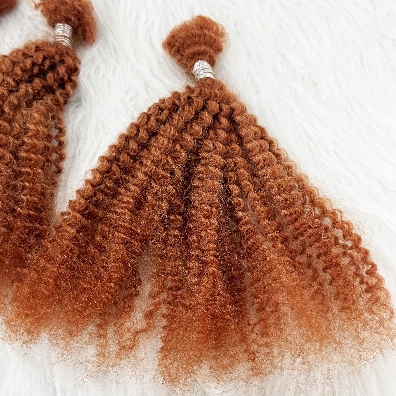 16 Zoll Afro Kinky Curly Echthaar-Bulk für Dreadlocks, Afro Kinky Bulk Echthaar zum Flechten, 30g/Packung, Färbbar – Detail 37