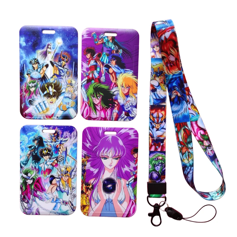 Cartoon Women Girls ID Credit Bank Card Holder Students Bus Card Case Lanyard Child Visit Door Identity Badge Cards Cover