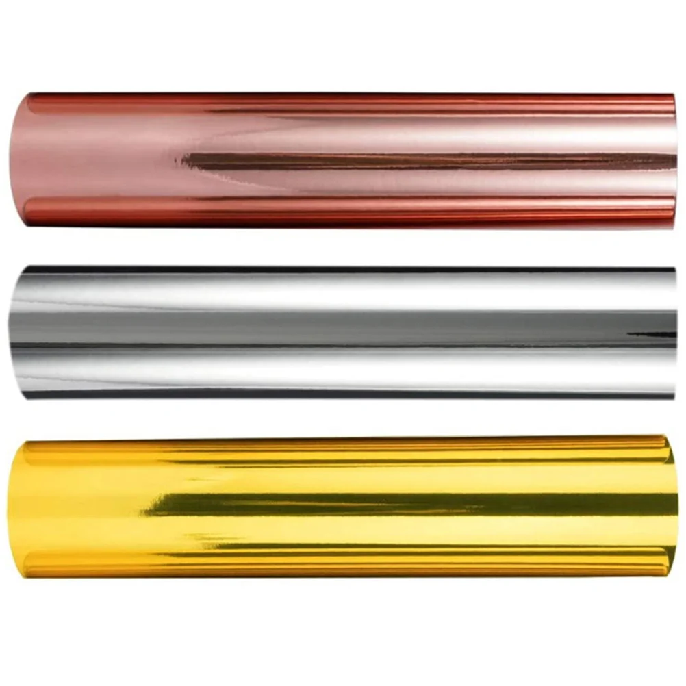 

Metallic Self-adhesive Vinyl Film 30cmx25cm Gold Silver Rose Gold Permanent Adhesive for Cups Tshirts Craft Storage