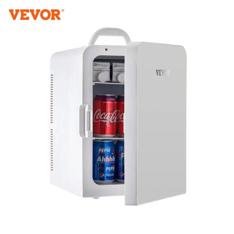 VEVOR 15ลิตรตู้เย็นขนาดเล็กแบบพกพา AC 110V DC 12V 45W Cool & Warm โหมดสำหรับรถบ้านจัดเก็บอาหารเครื่องดื่ม Skincare Beauty Essentials