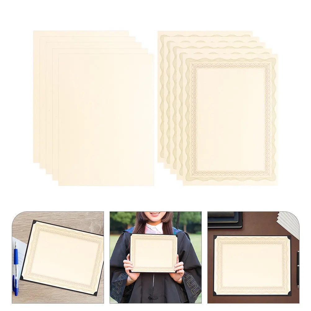 

10Pcs Certificate Inner Paper A4 Blank Printable Writable Diploma Paper for Academic Awards Class Rewards Employee Recognition