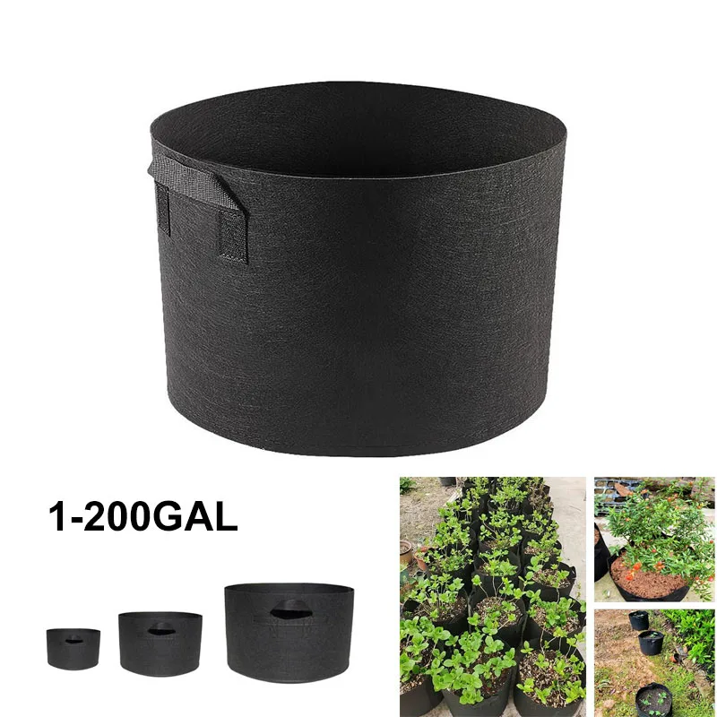 1 2 3 5 10 20 50 100 150 200 gal gallon Large Grow Bag garden Veg flower plant growing tree pots planter fabric jardin container