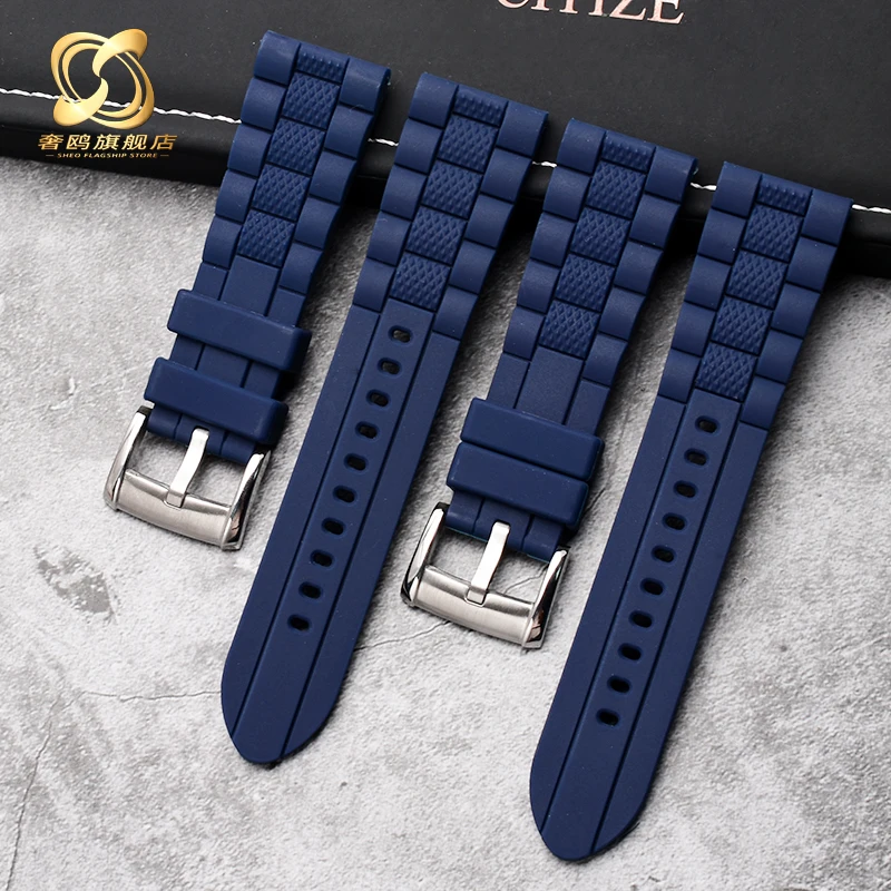 For CITIZEN Blue Angel Watchband AT8020-54L/8020-03L/JY8078 soft waterproof Silicone Watch Strap Men Blue black Bracelet 22mm 23