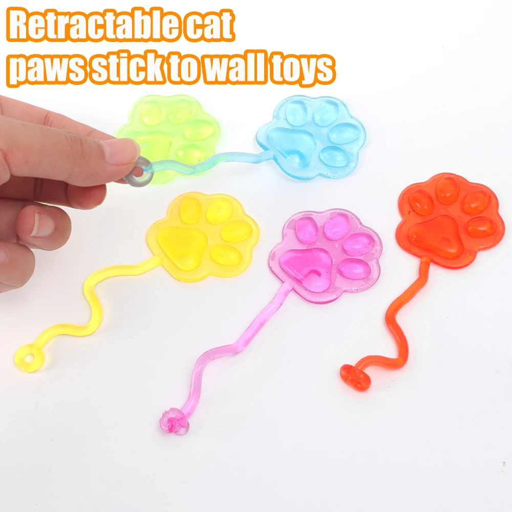 10PCS Children's Elastic Telescopic Sticky Climbing Cat Paw Toys Adult Stress Relieving Soft Toys Fun Sticky Christmas Gifts