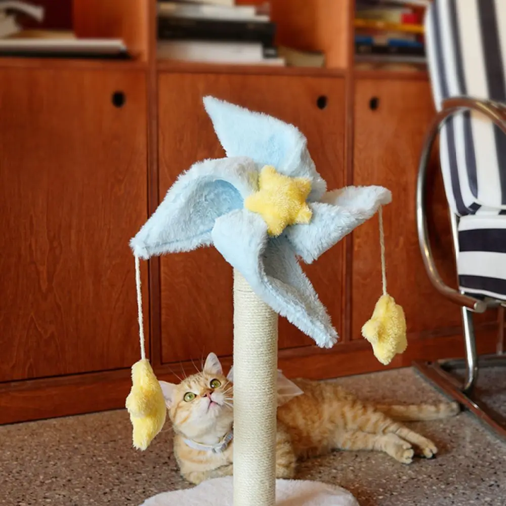 Cute Windmill Cat Scratching Post Vertical Sisal Rope Furniture Protector Durable Claw Grinding Pet Supplies