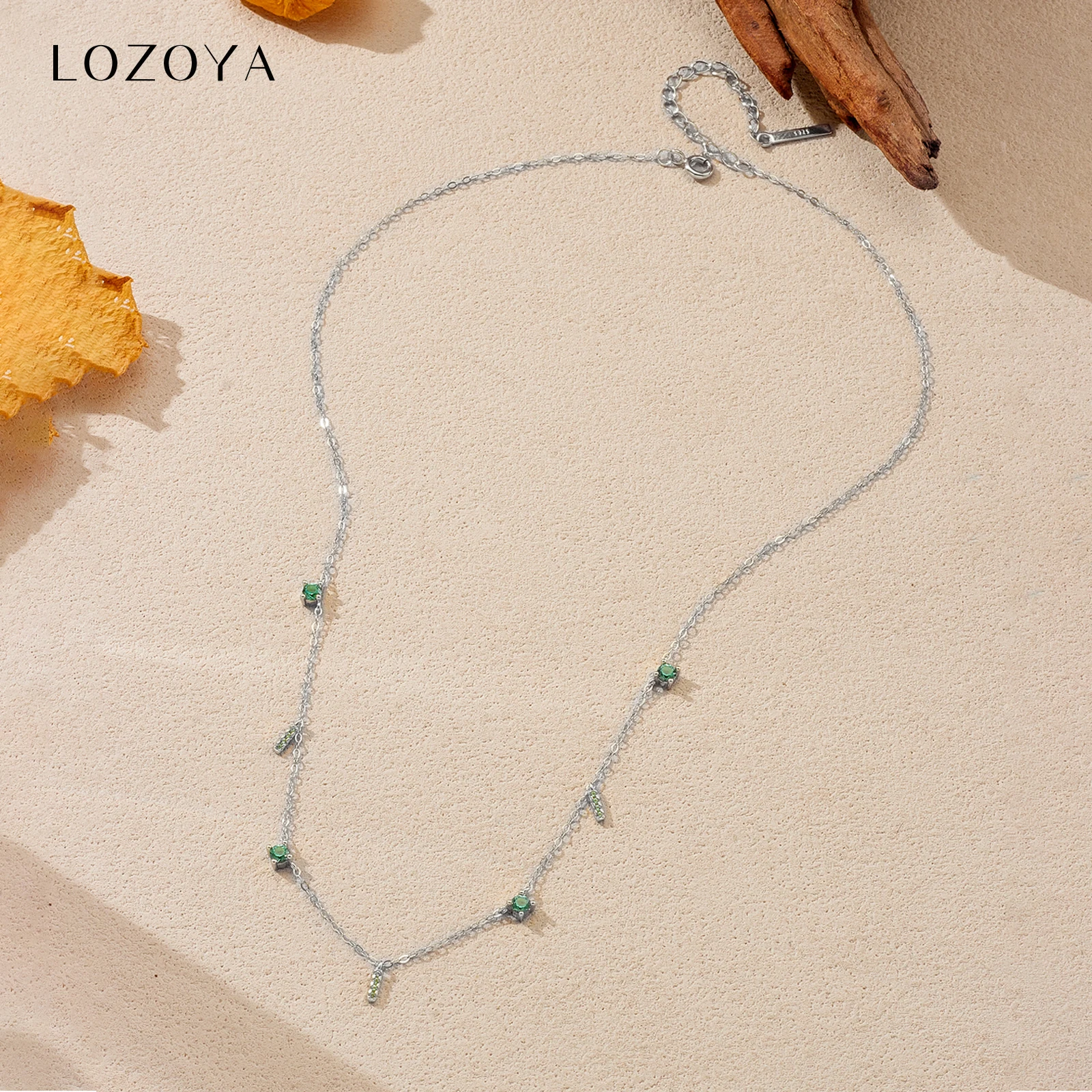 

LOZOYA женское ожерелье из серебра 925 пробы с зеленым цирконом, круглое геометрическое роскошное модное ювелирное изделие для вечеринки, свадьбы, повседневный подарок