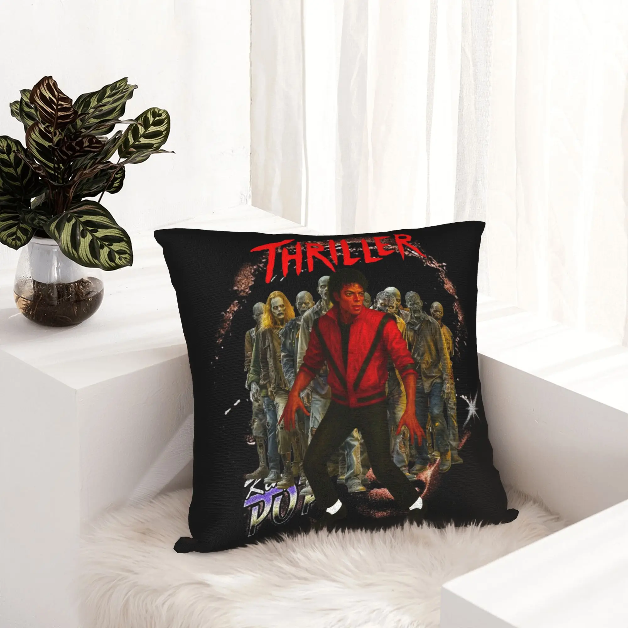 MJ Iconic Thriller Tribute Michael Jackson Pillowcase Printing Cushion Cover Decorations  Pillow Case Cover Home Square 40X40cm