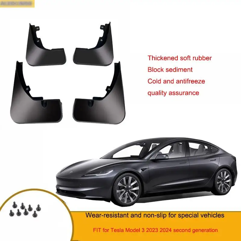

4 шт., автомобильные брызговики, брызговики, защитная крышка для крыльев, подходит для Tesla Model 3 2023 2024, автомобильные аксессуары