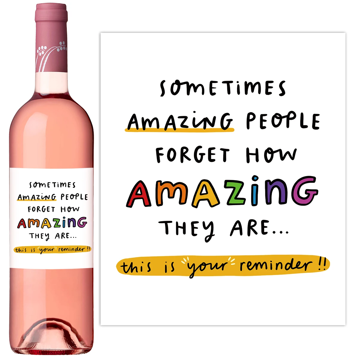 

4PCS Thank You Wine Bottle Label,This Is Your Reminder You're Amazing,Birthday Gift Wine Sticker,Appreciation Congrats Label