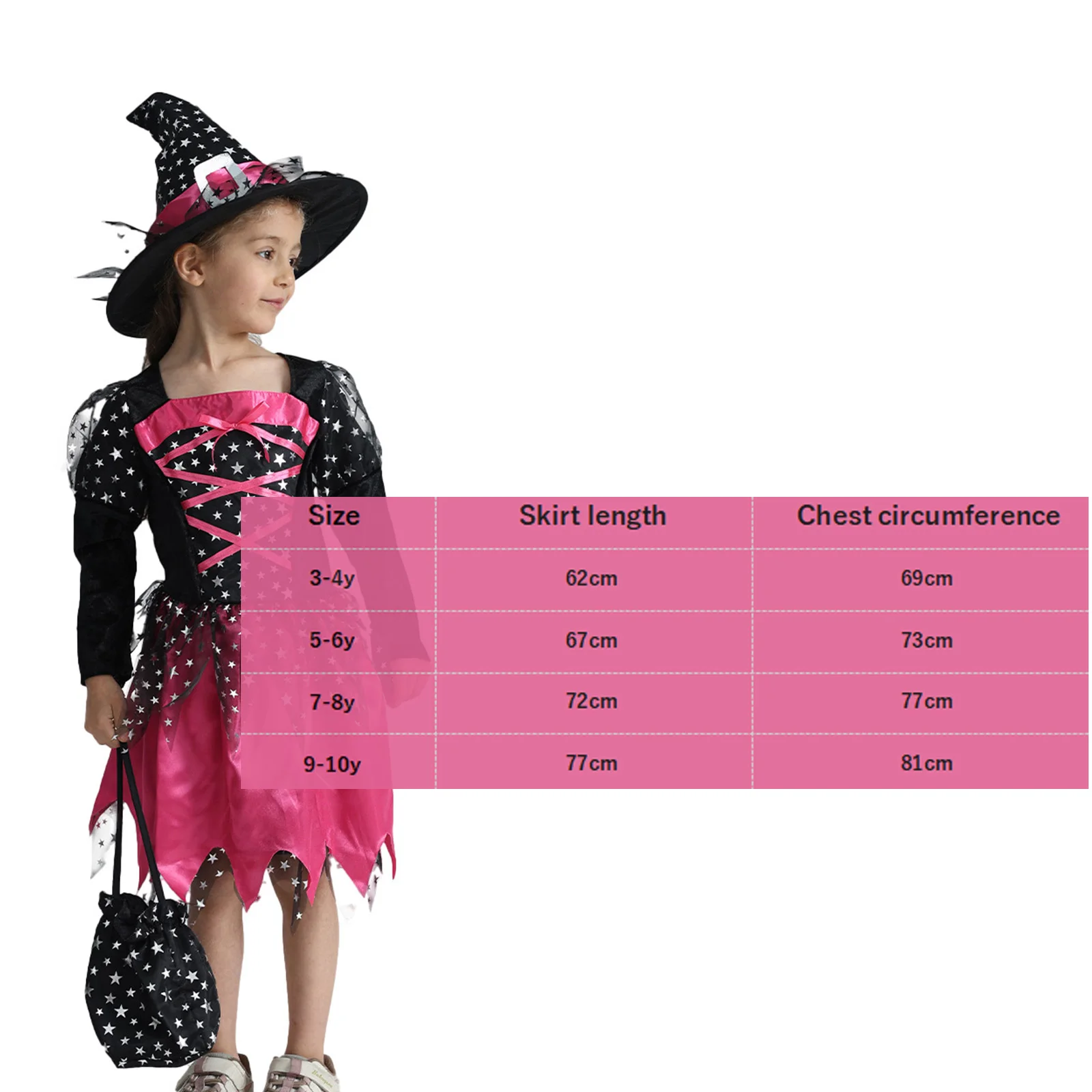 Halloween Party Costume Girl Witch Dress Set Stars Elements Funny Stage Performance Costume Vampire Party Disguise Pageant Dress