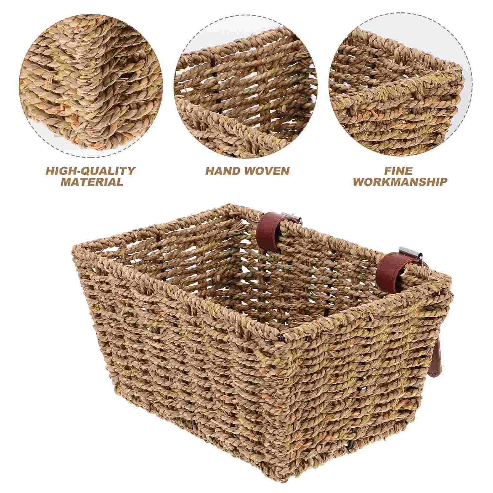 Bicycle Basket Bikes Weaving Craft Accessory Electric Front Seagrass Rope Child Detachable for Riding