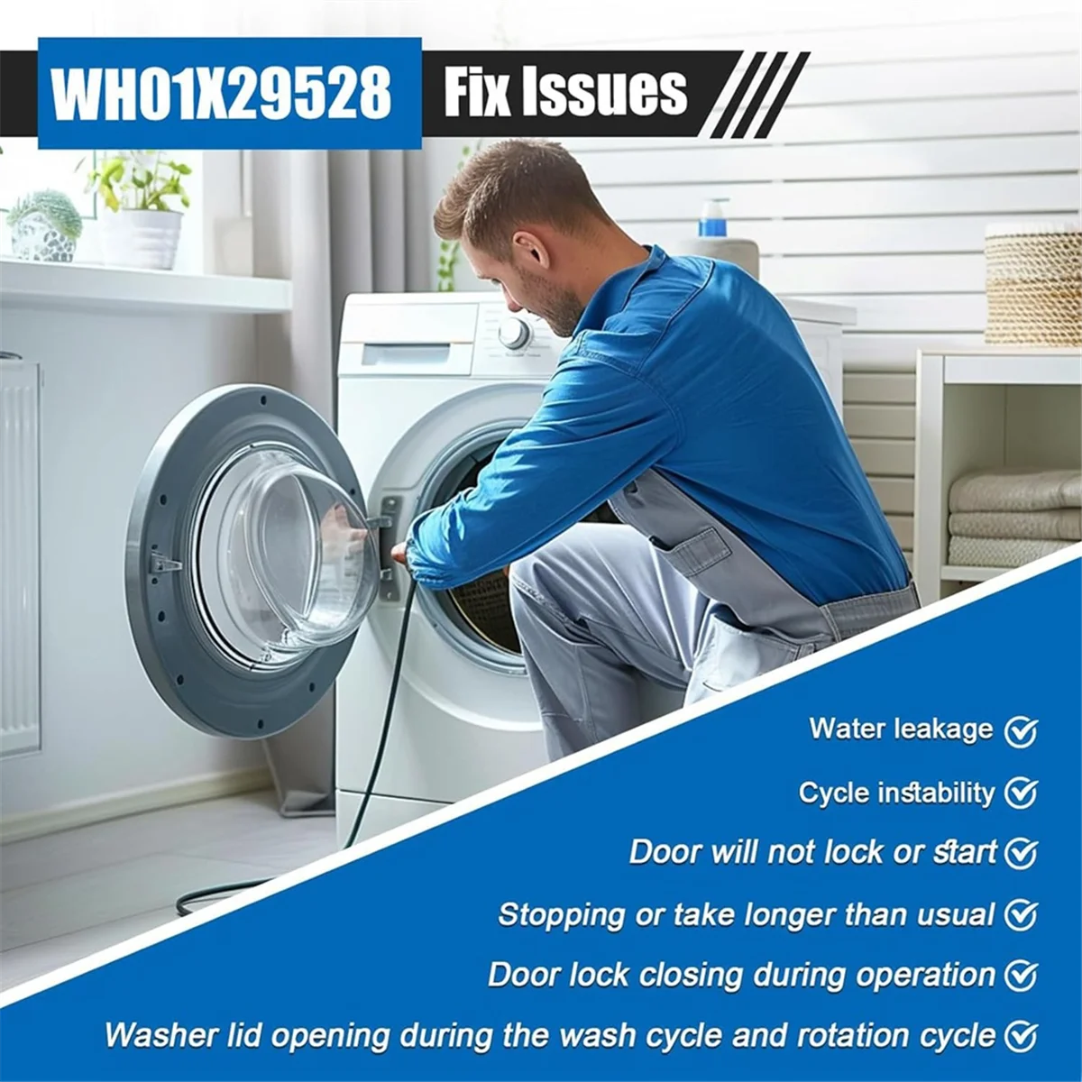 

BISMZ WH01X29528 Замок двери стиральной машины, совместимый с стиральной машиной GE, замена точки доступа 6985313 , ПД 00060769 , EAP 12749276 , 4958749