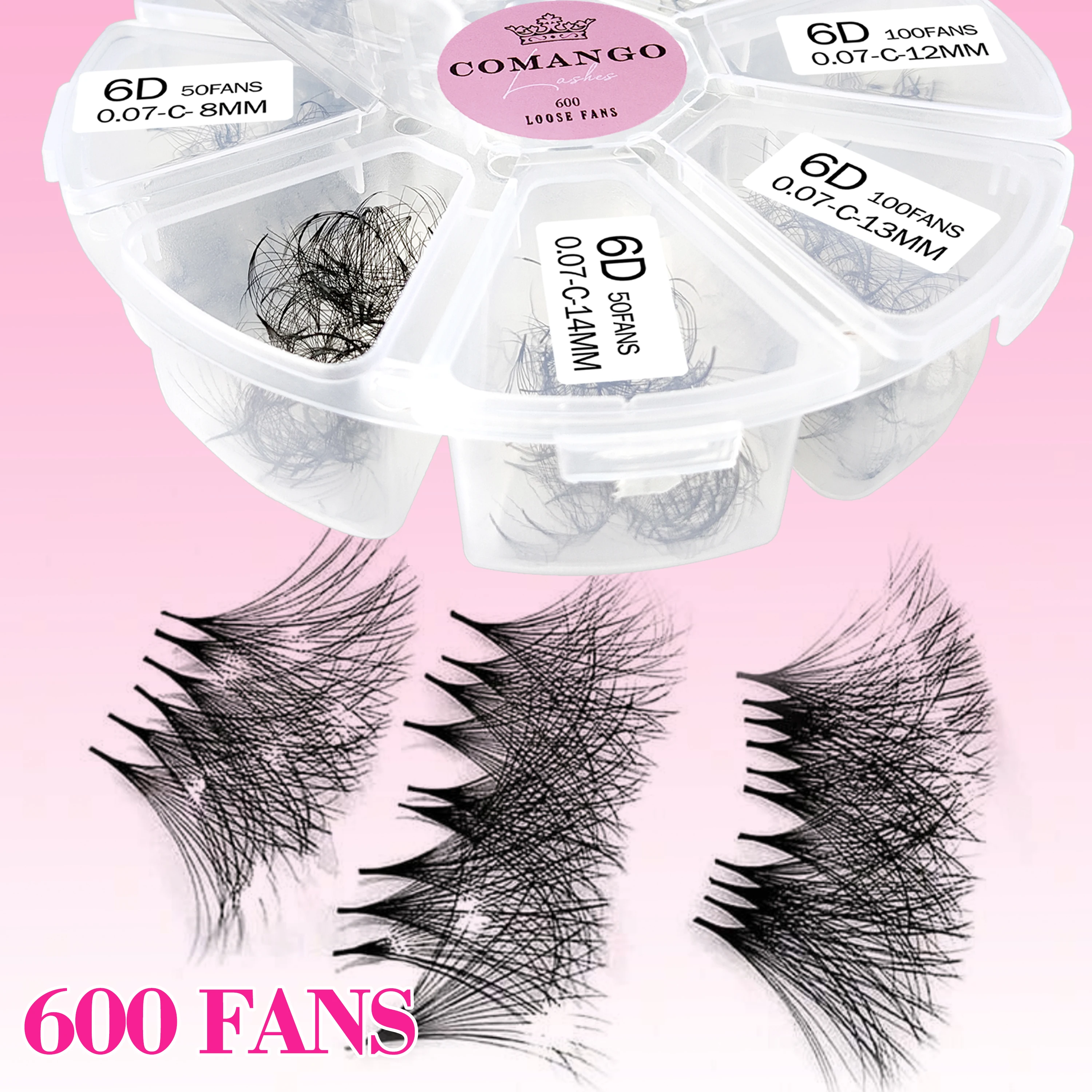 CoMango Premade Russian Volume Fan Mixed Length Eyelash Extension Sharp Pointy Stem Premade Lashes Extension Thin Root 3d-16d