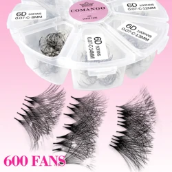 CoMango Premade Russian Volume Fan Mixed Length Eyelash Extension Sharp Pointy Stem Premade Lashes Extension Thin Root 3d-16d
