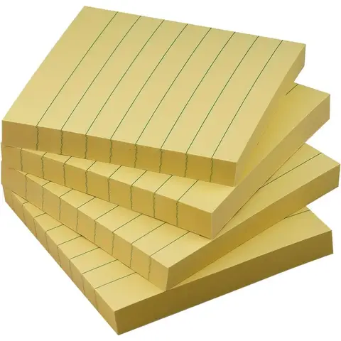 Lined Sticky Notes 3x3 Sticky Notes with Lines Self-Stick Notes Bright Color 4 Pads 90 Sheets/Pad (Yellow)