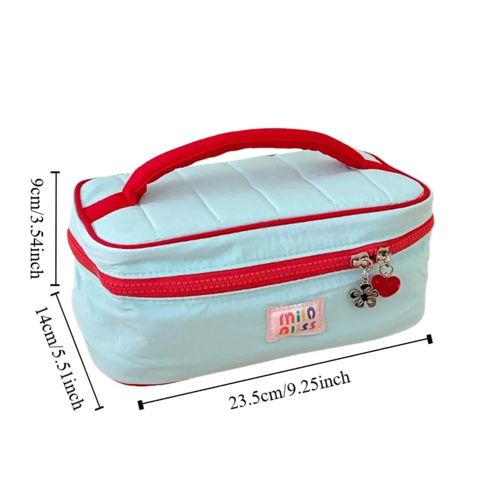 Solid Color Contrast Color Cosmetic Bag Macaron Color Handbag Fresh Makeup Bags Zipper Lager Capacity Toiletries Bag Travel